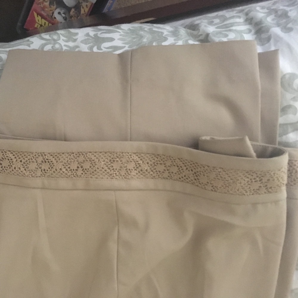 Ann Taylor Unusual Waistband Khaki Tan Slacks